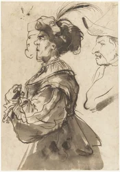 Caricatura di una vecchia donna agghindata