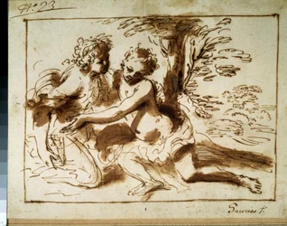 Due personaggi in un paesaggio. Due figure in un paesaggio