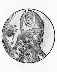 Ritratto di Giovanni IV (morto 642), 72º Papa della Chiesa Cattolica dal 640 (incisione)