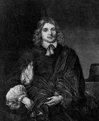 Ritratto di Lucius Cary, 2° Visconte Falkland, autore, politico e soldato inglese, Segretario di Stato dal 1642 al 1643, incisione