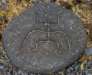 Incisione su pietra, Distretto Archeologico dei Petroglifi di Puako, Isola di Hawaii, Stati Uniti