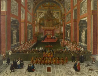 Benedetto XIII presiede il Sinodo Provinciale Romano del 1725, Basilica di San Giovanni in Laterano
