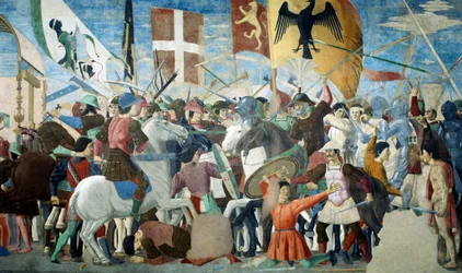 (dettaglio) La leggenda della Vera Croce: battaglia di Eraclio I di Bisanzio contro Cosroe II