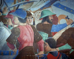 (dettaglio) dalla Leggenda della Vera Croce che mostra la battaglia di Eraclio I di Bisanzio contro Cosroe II, di Piero della Francesca