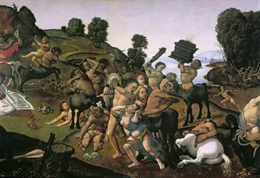 La lotta tra i Lapiti e i Centauri, dettaglio dei Centauri che attaccano i Lapiti, ca. anni 1490