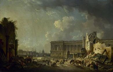 Pulizia della colonnata del Louvre, circa 1756