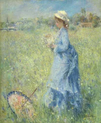 Donna che coglie fiori