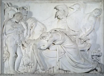 Evandro piange la morte di Pallante (bassorilievo in marmo)