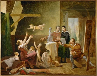 Lo studio di Francesco Albani (pittura su tela)