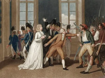 Journee du 20 juin 1792 au chateau des Tuileries a Parigi - Devouement de Madame Elisabeth - incisione di Pierre Bouillon
