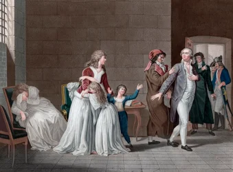Separazione del Re Luigi XVI di Francia (1754-1793) dalla sua famiglia. Parigi, prigione del Tempio, il 20 gennaio