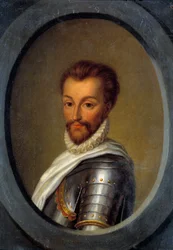 Ritratto di Enrico I di Borbone (1552-1588) Principe di Condé Dipinto di Pierre Andre Cassel (1801-1848) XIX secolo