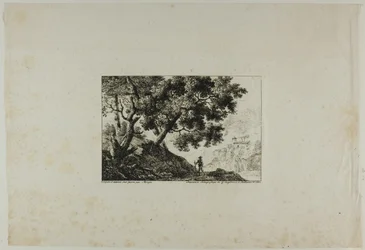 Paesaggio con uomo che porta il bastone