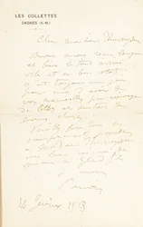 Lettera autografa firmata al Dr. Fritz Thurneyssen, Parigi e Les Collettes, 24 giugno 1908