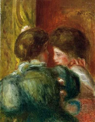 Due teste di donna o La loggia. Dipinto di Pierre Auguste Renoir (Pierre-Auguste) (1841-1919). Olio su tela. Collezione privata