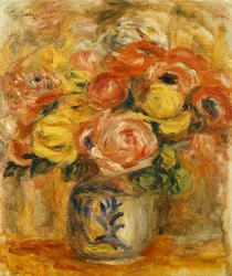 Fiori in un Vaso Blu e Bianco