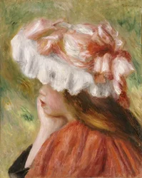 Testa di una Giovane Ragazza con Cappello Rosso