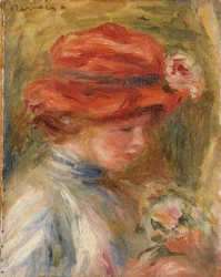 Giovane donna con cappello rosso