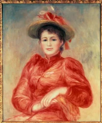 Giovane donna con corsetto rosso