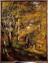 Jules Lecoeur e i suoi cani nella foresta di Fontainebleau