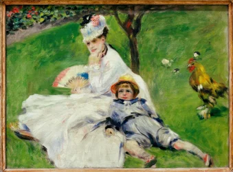 Madame Claude Monet con suo figlio Jean nel giardino ad Argenteuil
