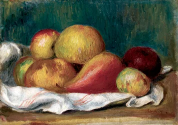 Natura morta con mele e pere. Dipinto di Pierre Auguste Renoir (Pierre-Auguste Renoir