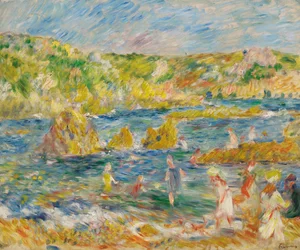 Rocce di Guernesey con personaggi Spiaggia a Guernesey