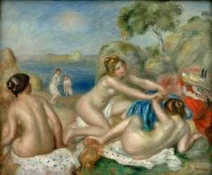 Tre bagnanti con granchio