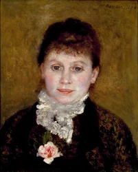 Donna con colletto bianco. Ritratto di una donna con una rosa
