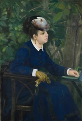 Donna in un giardino Donna con cappello di gabbiano, 1868