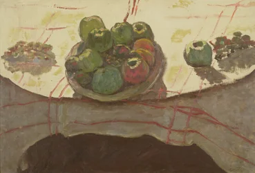 Piatto di mele su un tavolo, c.1910-12