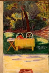 Degustazione in giardino. Dipinto di Pierre Bonnard (1867-1947), circa 1910. Olio su tela, Dim: 65x44cm Milano, Collezione privata