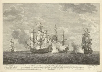 Attacco di una nave inglese a tre navi francesi presso Saint Eustatius, 1758