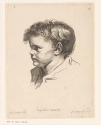 Testa di un bambino giovane, girata a sinistra La piccola Nanette Teste di varie figure (serie) Ir. Cahier de Têtes de différens Caracteres (serie)