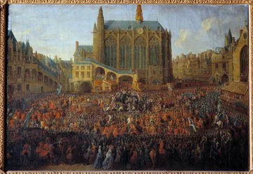 Partenza di Luigi XV dopo il letto di giustizia che annulla il testamento di Luigi XIV, tenuto nella Grande Camera del Parlamento di Parigi