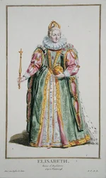 Elisabetta I (1530-1603), da «Recueil des Estampes, représentant les Rangs et les Dignités, suivant le Costume de toutes les Nations existantes», pubblicato nel 1780