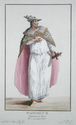 Sultano Maometto II (1432-81), da «Recueil des Estampes, représentant les Rangs et les Dignités, suivant le Costume de toutes les Nations existantes», pubblicato nel 1780