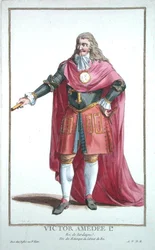 Vittorio Amedeo II (1666-1732), da «Recueil des Estampes, représentant les Rangs et les Dignités, suivant le Costume de toutes les Nations existantes», pubblicato nel 1780