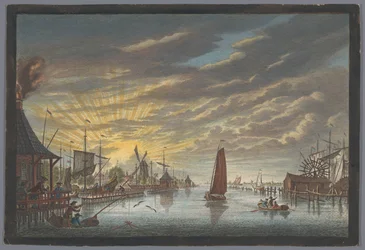 Vista del vecchio porto turistico di Amsterdam, verso il bastione Leeuwenburg o Blauwhoofd