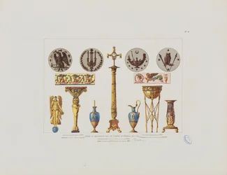 Dettagli e ornamenti dallo studio del pittore C.I. Isabey, da 