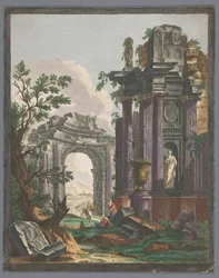Vista delle rovine di un arco di trionfo