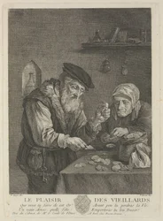 Piaceri della vecchiaia dopo il dipinto di David Teniers il Giovane, metà del XVIII secolo