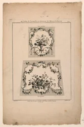 Progetti per sedie da arazzo, tavola 1 da "Cahier de Cartouches et Ornemens de l