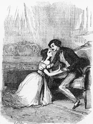 Illustrazione per La pecora nera, romanzo di Honoré de Balzac (1799-1850), incisione di Pierre Gustave Eugène Staal (1817-1882)