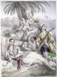 Les Houris - in "Les Femmes mythologiques", disegni di G. Staal, di Mery e il Cte Foelix, Ed. G. de Gouet