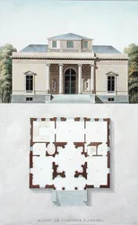 Casa di campagna a Laeken, da Choix des Monuments, Edifices et Maisons les plus remarquables du Royaume des Pays-Bas di Pierre Jacques Goetghebuer, pubblicato 1827