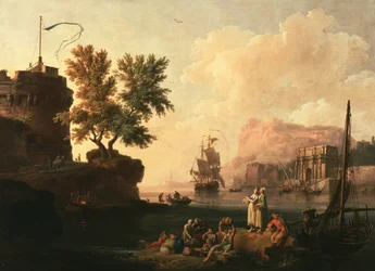 Scena del porto mediterraneo