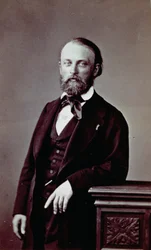 Ritratto del pittore francese Auguste Bonheur in abito elegante del periodo romantico