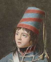 Joseph Bara (1779-1793) - Joseph Bara o Barra (1780-1793) è un bambino eroico della Rivoluzione francese che combatté in Vandea per la Repubblica. Incisione di Pierre Michel Alix (1762-1817)
