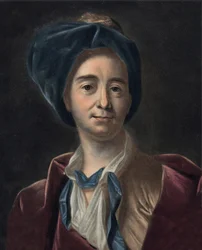 Ritratto di Bernard Le Bouyer (Le Bovier) di Fontenelle (1657-1757), scrittore francese. Incisione su Pierre Michel Alix